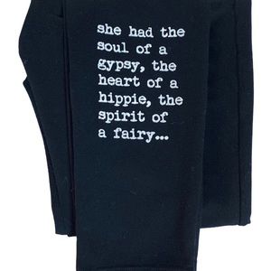 Om & Ah / Black Yoga Leggings / Size Medium / "Heart of a Hippie"